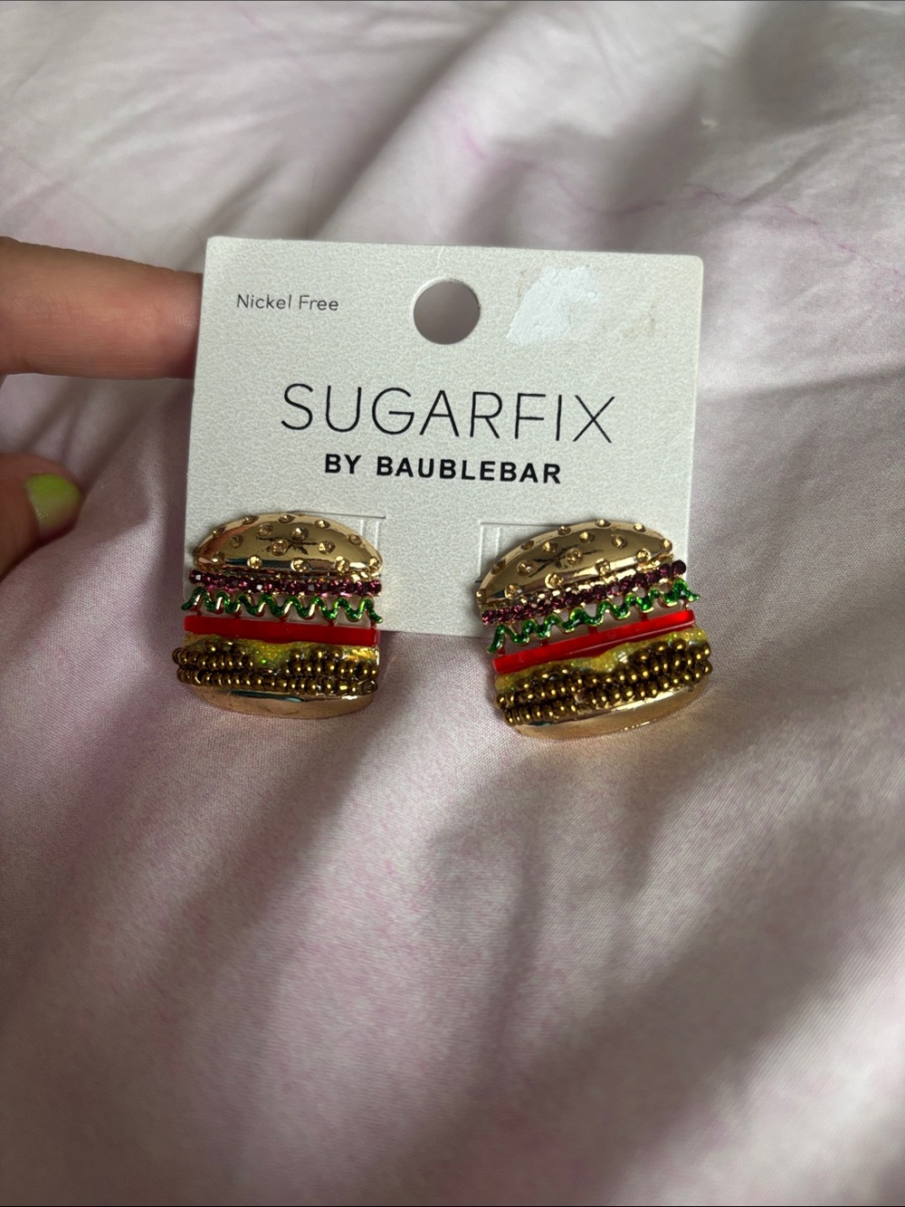 Sugarfix by BaubleBar Gold and Red Burger Earrings